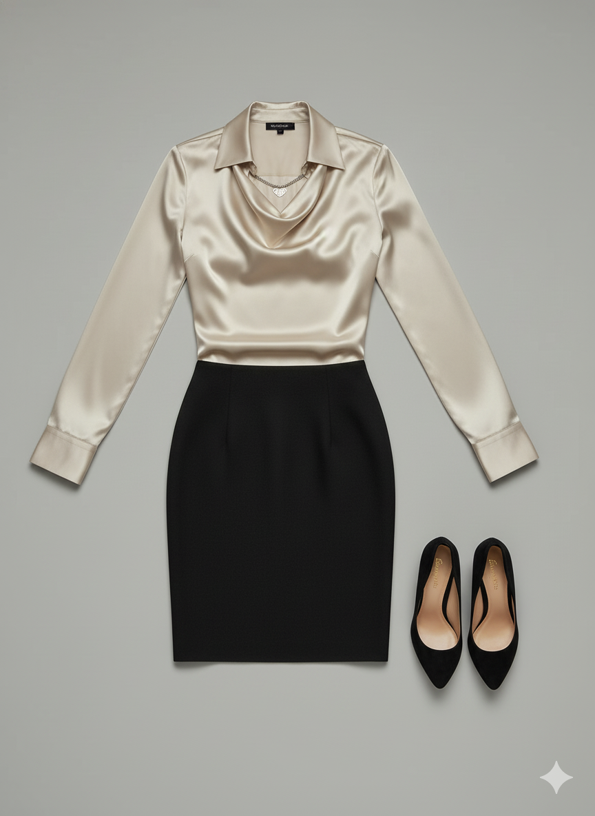 Relaxed Long-Sleeve Blouse with Elegant Collar