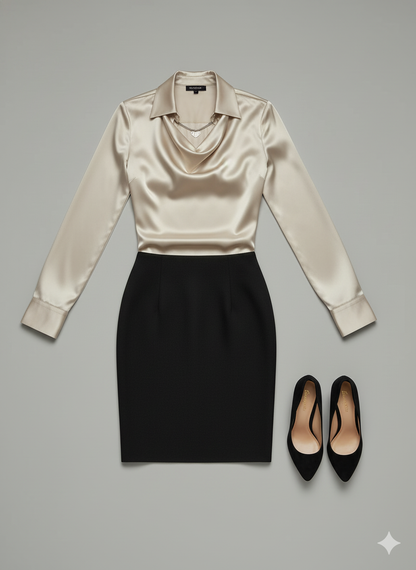 Relaxed Long-Sleeve Blouse with Elegant Collar