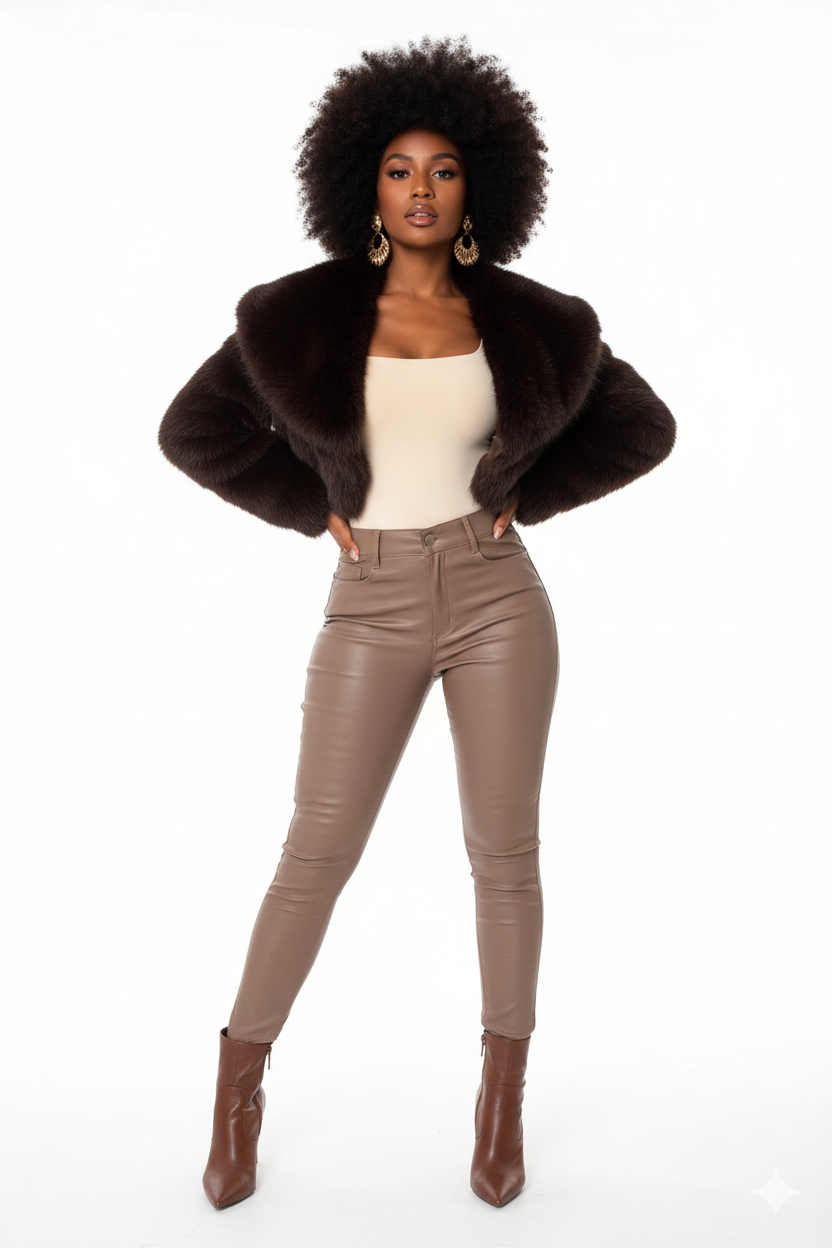 FUREVER Chocolate Brown Faux Fur Shawl Jacket