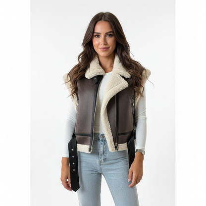 Women’s Sherpa Faux Suede Vest – Warm Winter Jacket