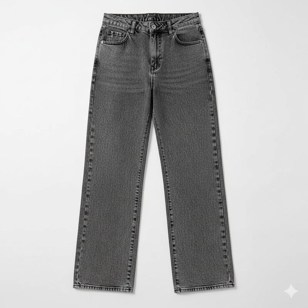 High-Waisted Jeans with Pink Bow Details