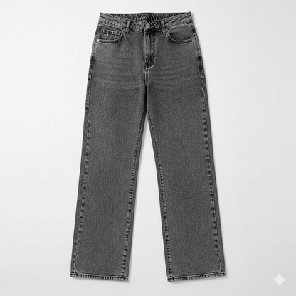 High-Waisted Jeans with Pink Bow Details