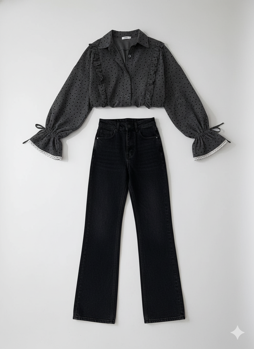 Women’s Vintage Polka Dot Lace Blouse