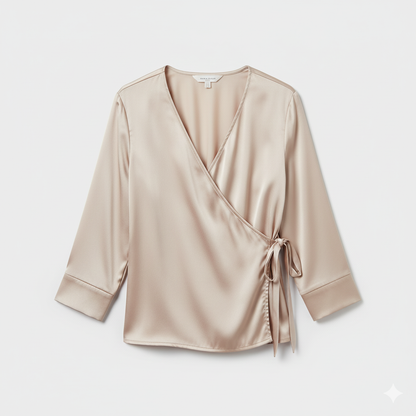 Satin Tie-Detail Blouse – White