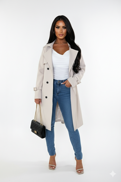 Beige Belted Trench Coat