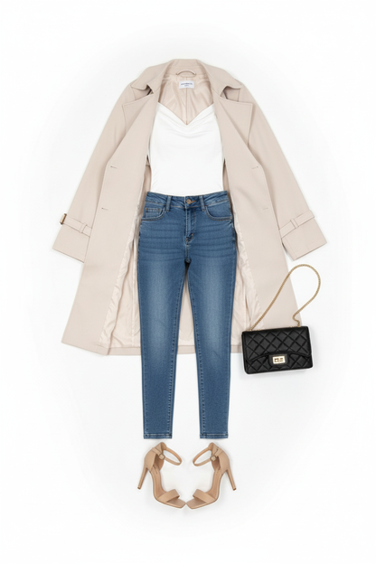 Beige Belted Trench Coat