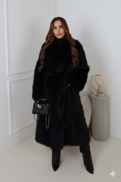 Chocolate Long Faux Fur Coat