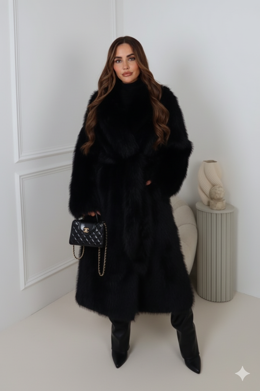 Chocolate Long Faux Fur Coat