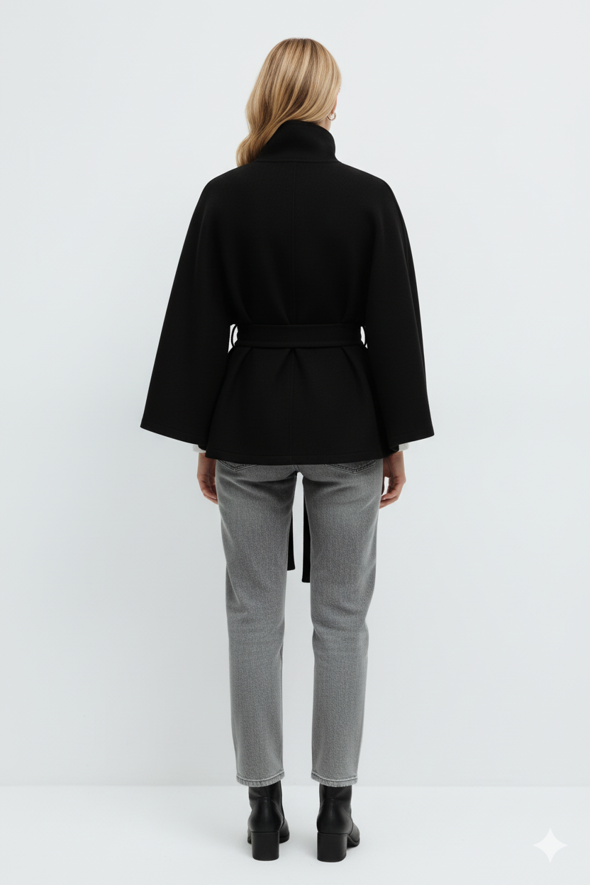 Elegant Belted Cape Jacket