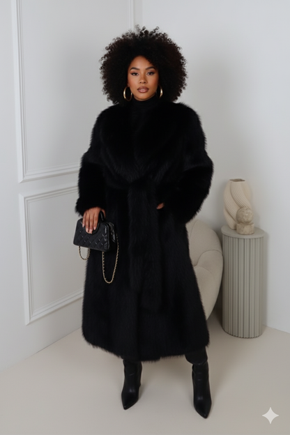 Chocolate Long Faux Fur Coat