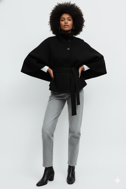 Elegant Belted Cape Jacket