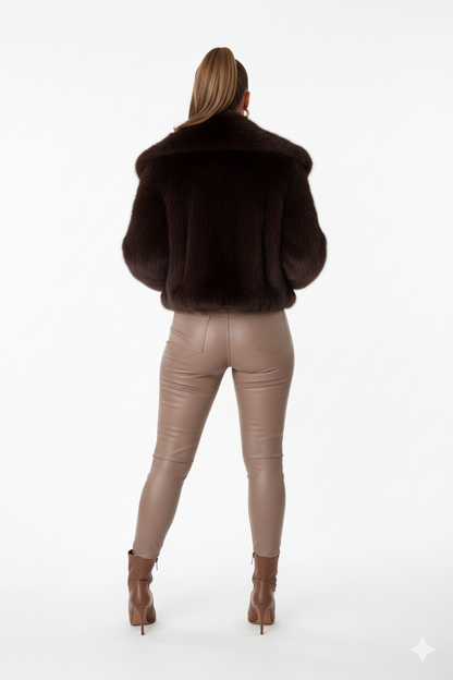 FUREVER Chocolate Brown Faux Fur Shawl Jacket