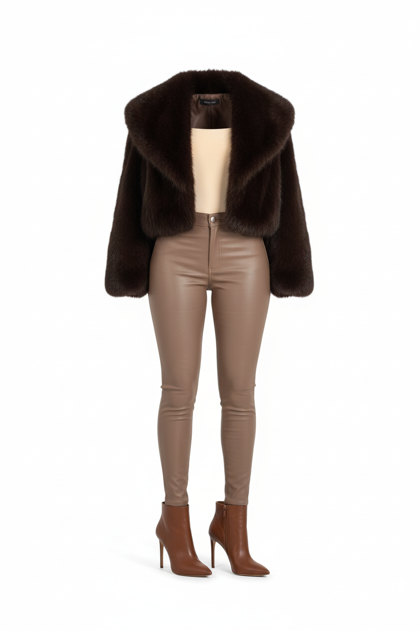 FUREVER Chocolate Brown Faux Fur Shawl Jacket