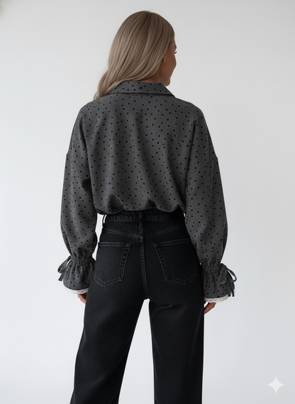 Women’s Vintage Polka Dot Lace Blouse