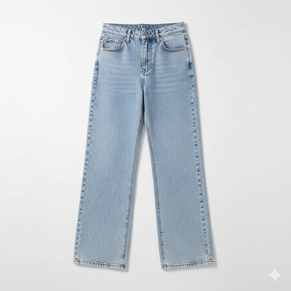 High-Waisted Jeans with Pink Bow Details