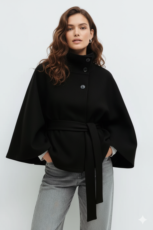 Elegant Belted Cape Jacket