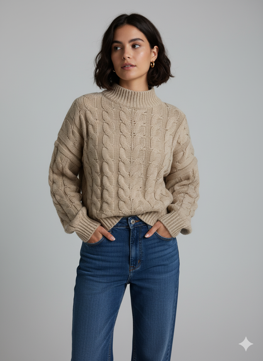 Chunky Knit Sweater – Beige