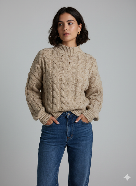 Chunky Knit Sweater – Beige