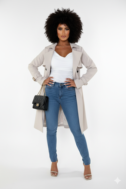 Beige Belted Trench Coat