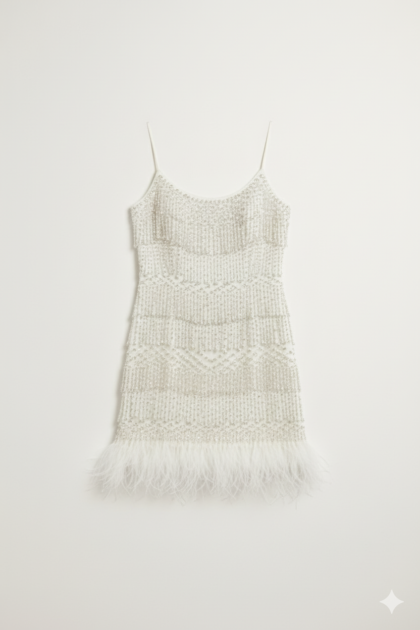 Feather Embellished Party Dress