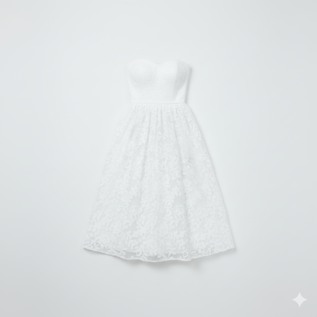 Strapless Jacquard Midi Dress