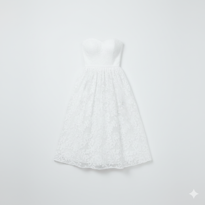 Strapless Jacquard Midi Dress