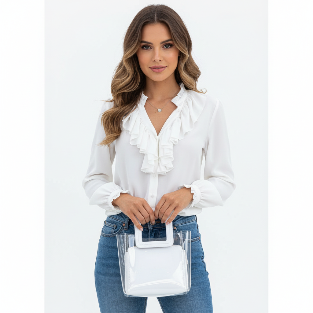 Women’s Ruffle V-Neck Chiffon Top