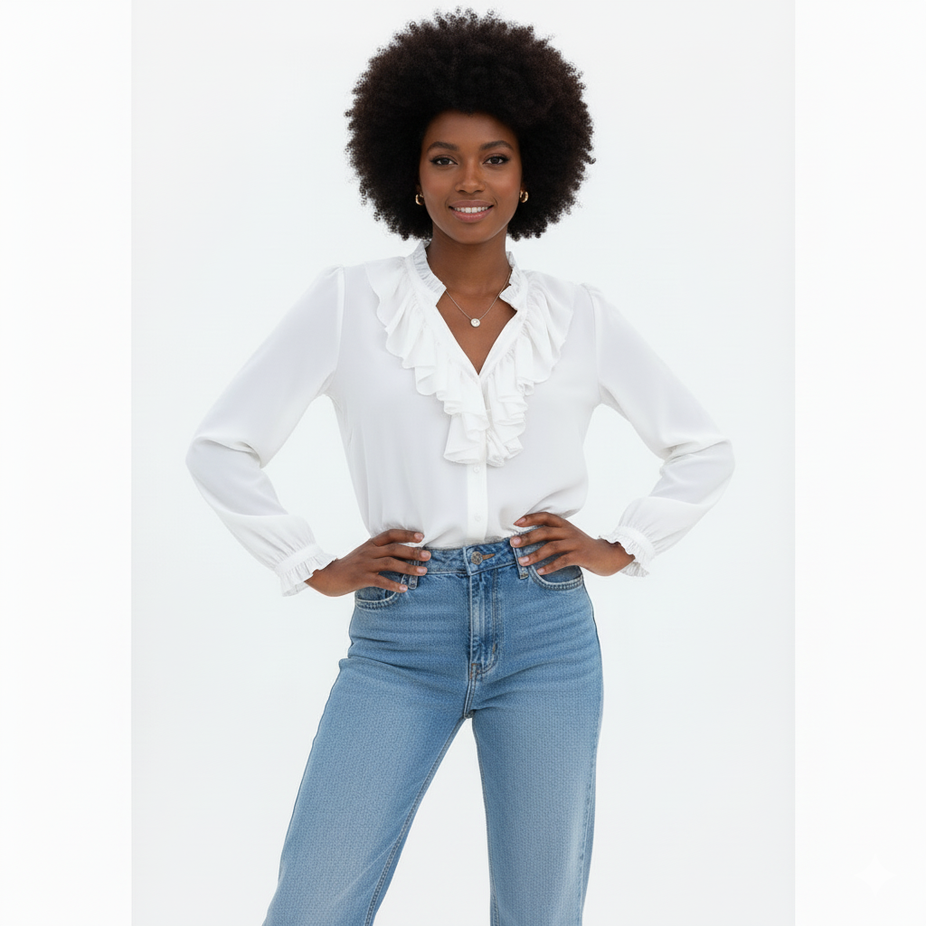 Women’s Ruffle V-Neck Chiffon Top