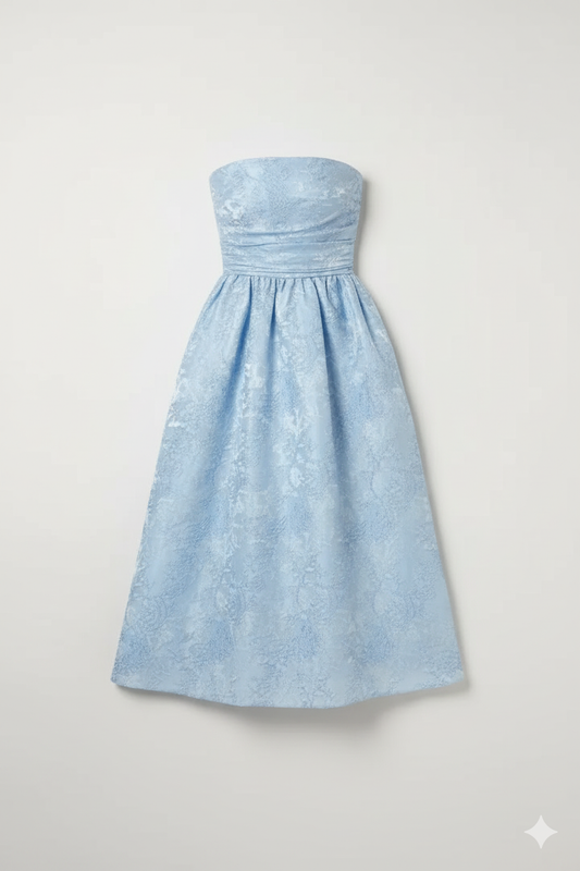 Strapless Jacquard Midi Dress