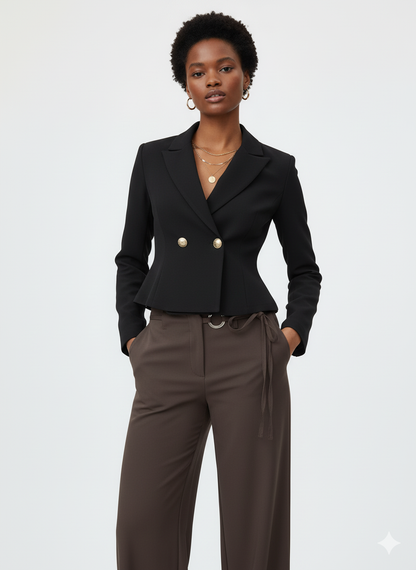 Tailored Suit Trousers with Metal Ring