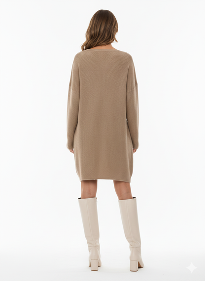 Women’s V-Neck Drop Shoulder Sweater Dress