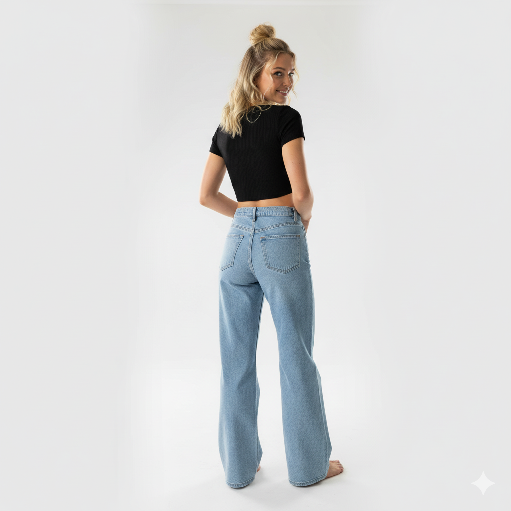 Stretch Wide-Leg Baggy Jeans