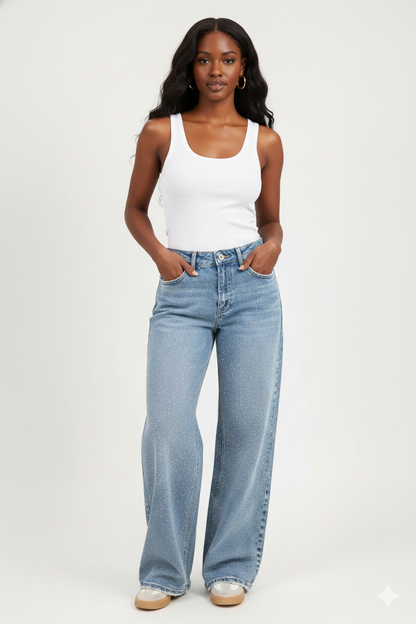 Sparkly Baggy Denim Jeans