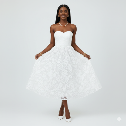 Strapless Jacquard Midi Dress