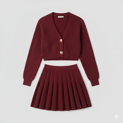 Burgundy Compact Knit Cardigan