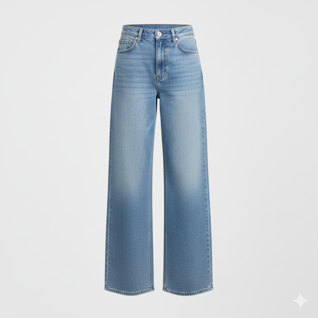 Stretch Wide-Leg Baggy Jeans