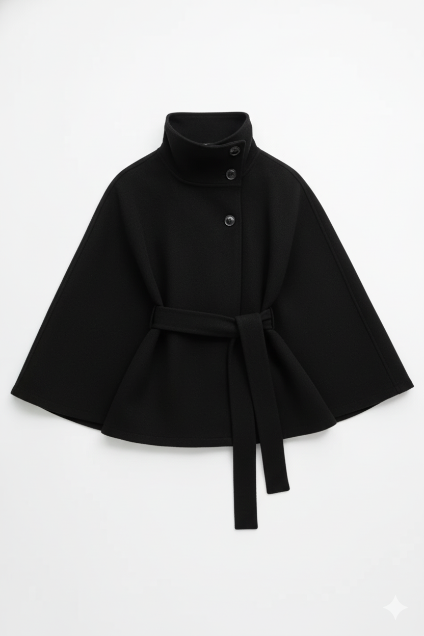 Elegant Belted Cape Jacket