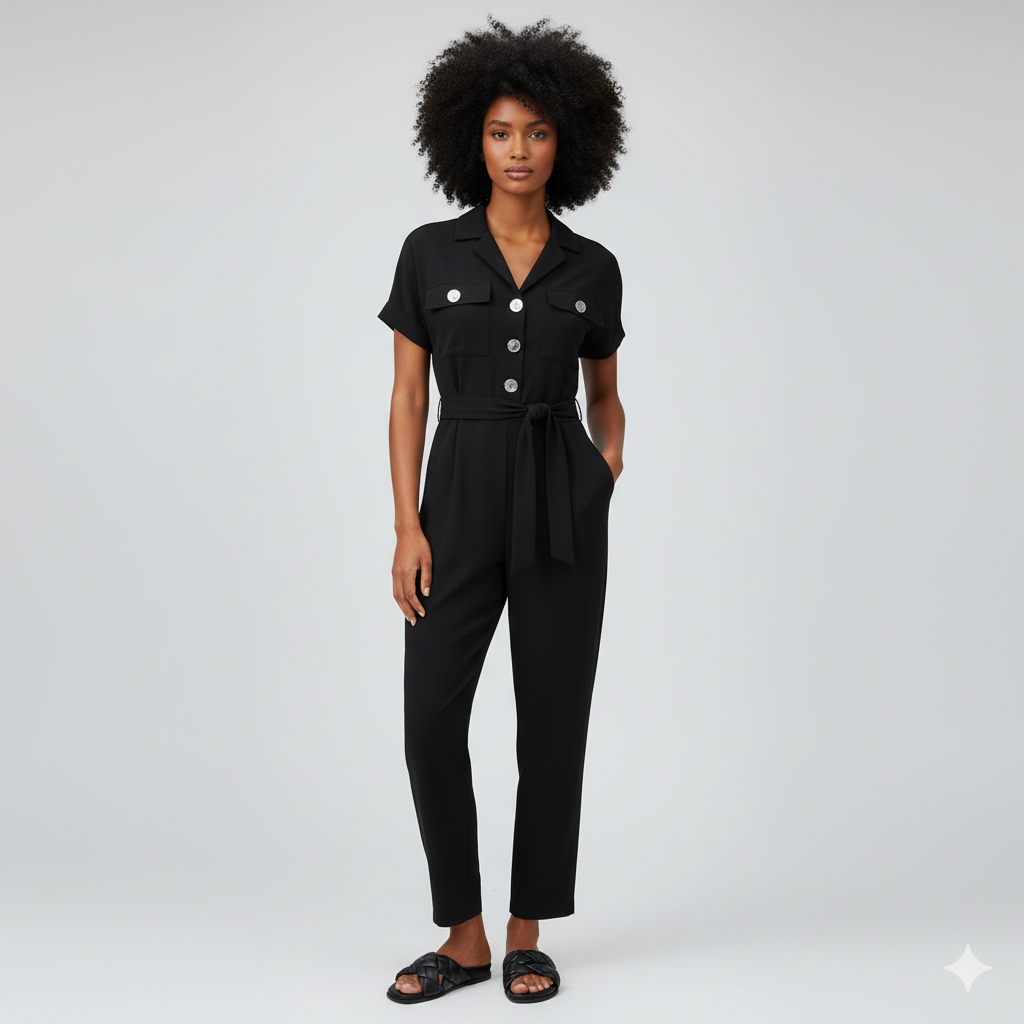 Sleek “Ceinture” Black Jumpsuit