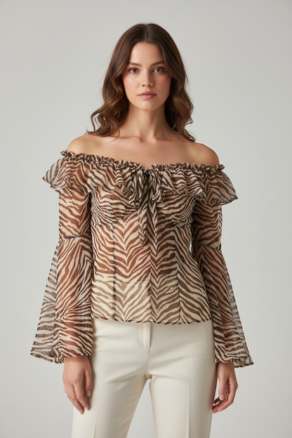 Zebra Print Satin Blouse