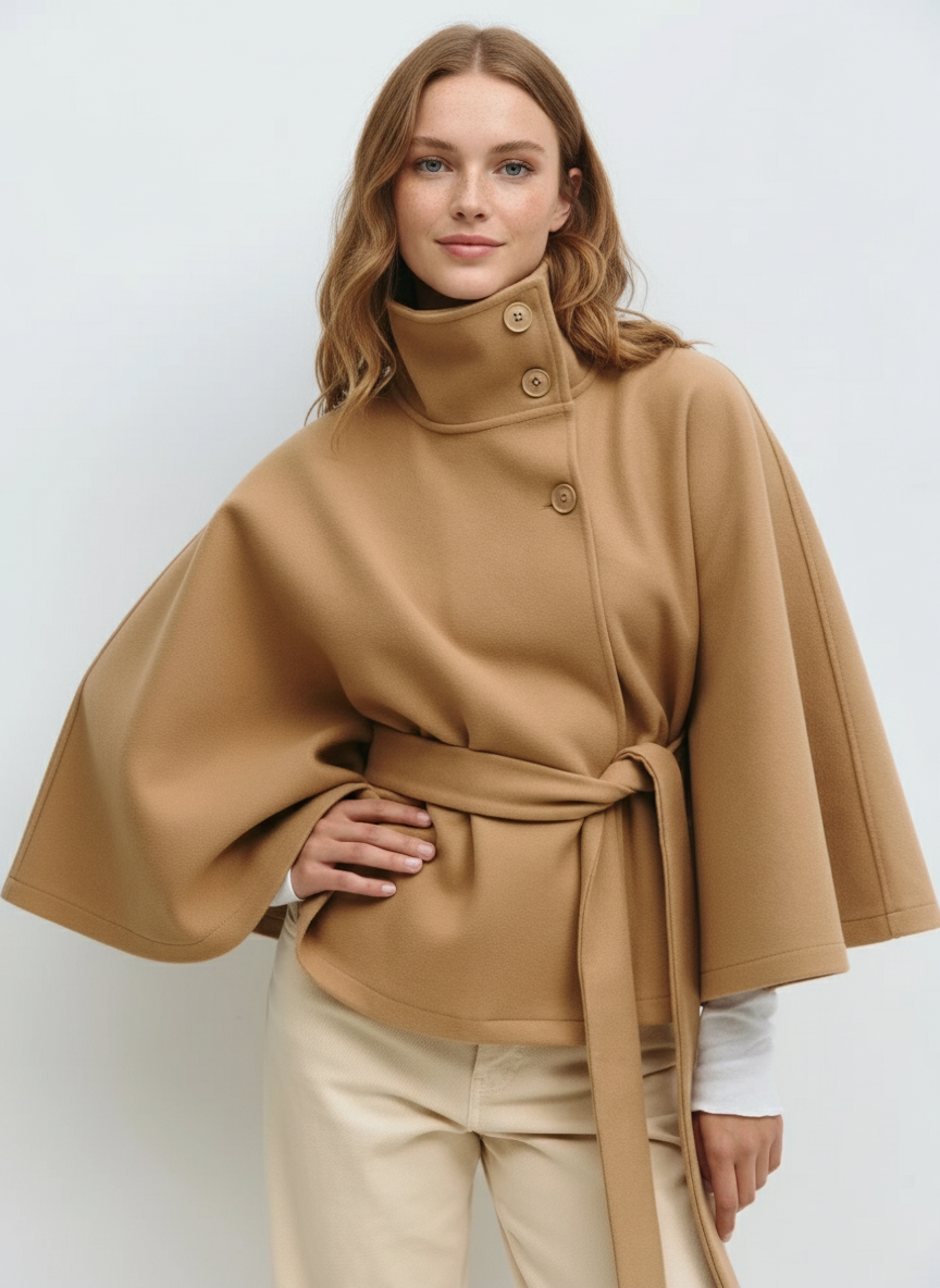 Elegant Belted Cape Jacket