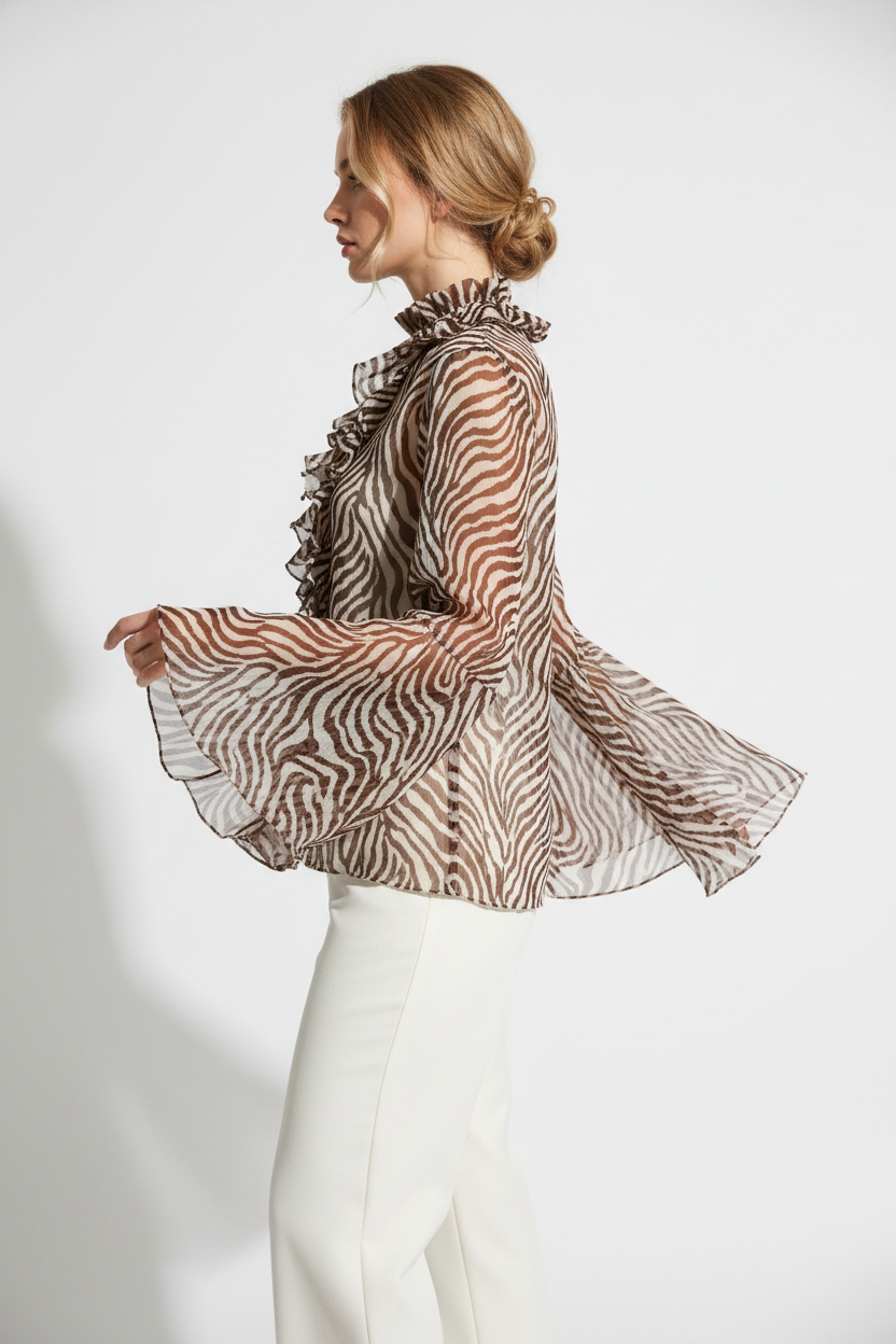 Zebra Print Satin Blouse