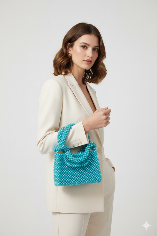 Turquoise Beaded Mini Bag – Bold & Playful Elegance