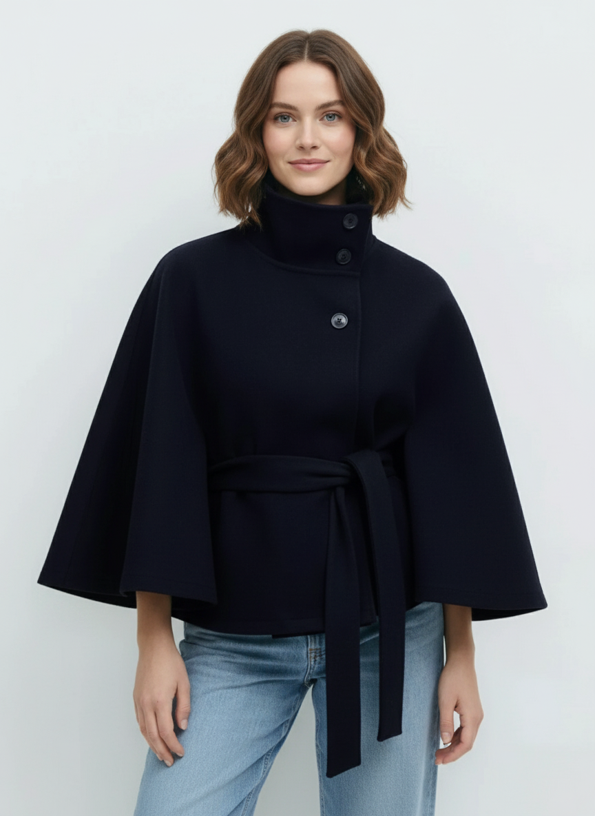 Elegant Belted Cape Jacket