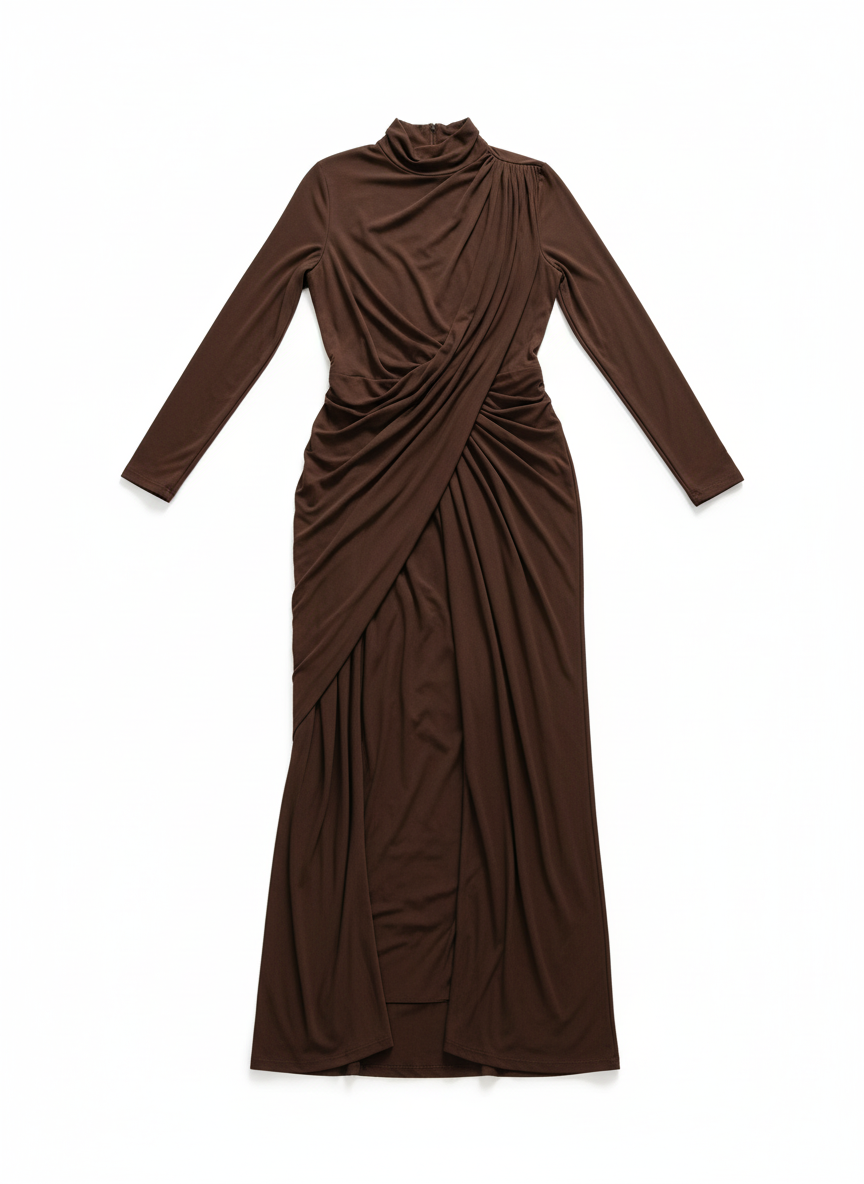 Chic Asymmetric Pleated Maxi Dress