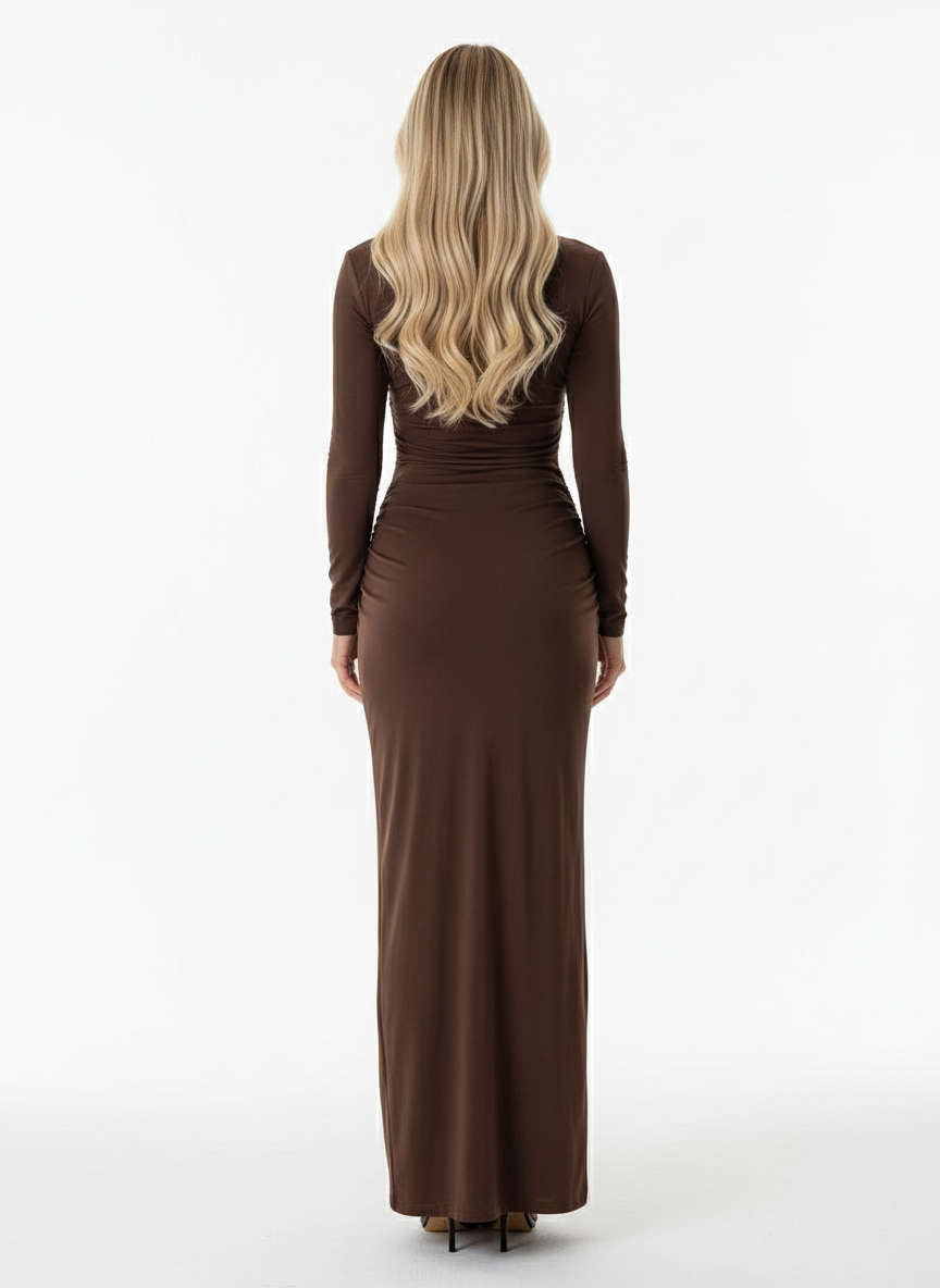 Chic Asymmetric Pleated Maxi Dress