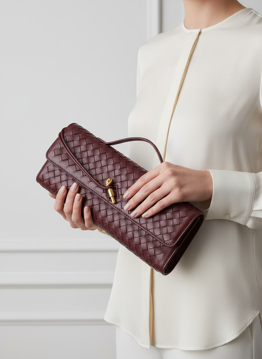 Versatile Two-Way Woven Flap Shoulder Bag