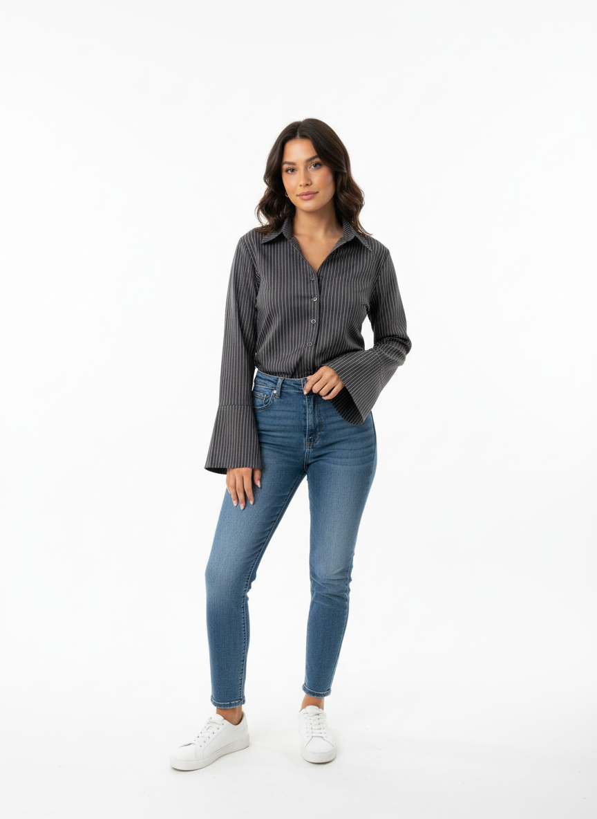 Tailored Fitted Shirt – Grey/Black