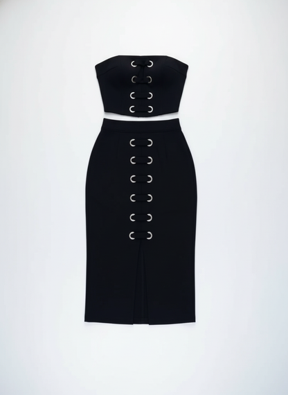 Elegant Slim-Fit Tube Top & Eyelet Band Set