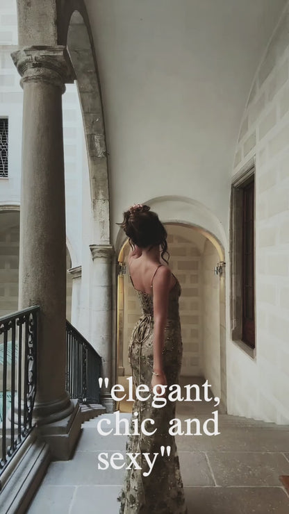 Bronze Beaded Corset Maxi Dress – Limited Edition